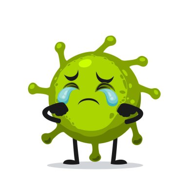 Corona maskotu veya ağlayan karakterin vektör illüstrasyonu