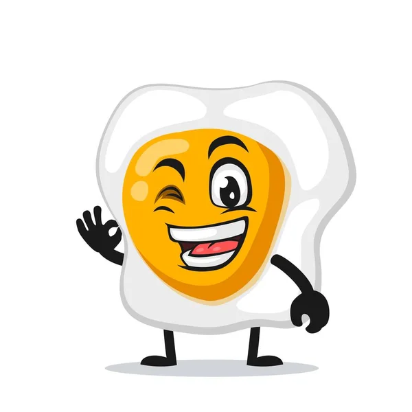 Ilustración Vectorial Huevo Frito Mascota Personaje Con Buena Mano — Vector de stock