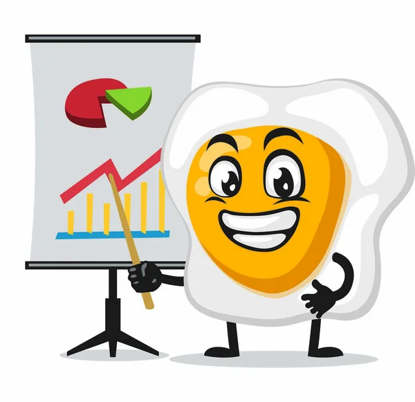 Ilustración Vectorial Mascota Del Huevo Frito Presentación Del Personaje Con — Vector de stock