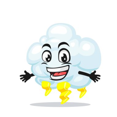 Gök gürültüsü bulutu maskotu veya açık el karakteri çizimi