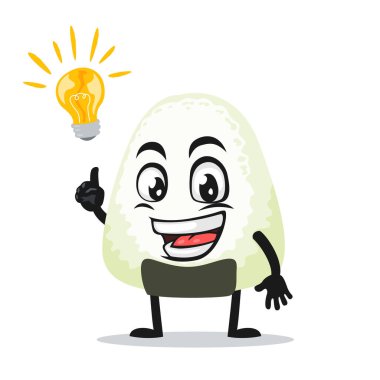 Onigiri maskotunun veya karakterinin vektör illüstrasyonunun fikri var