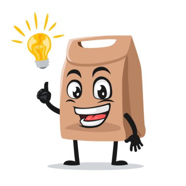 Kağıt çanta maskotu veya karakterinin vektör illüstrasyonu