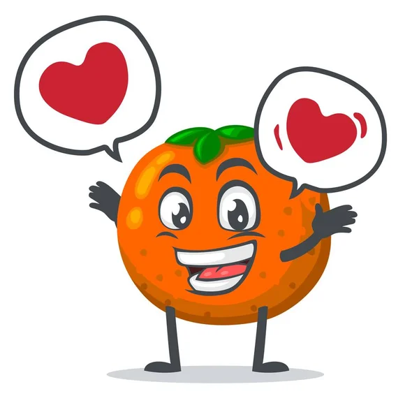Vector Ilustración Mascota Naranja Fruta Carácter Dice Con Amor Habla — Vector de stock