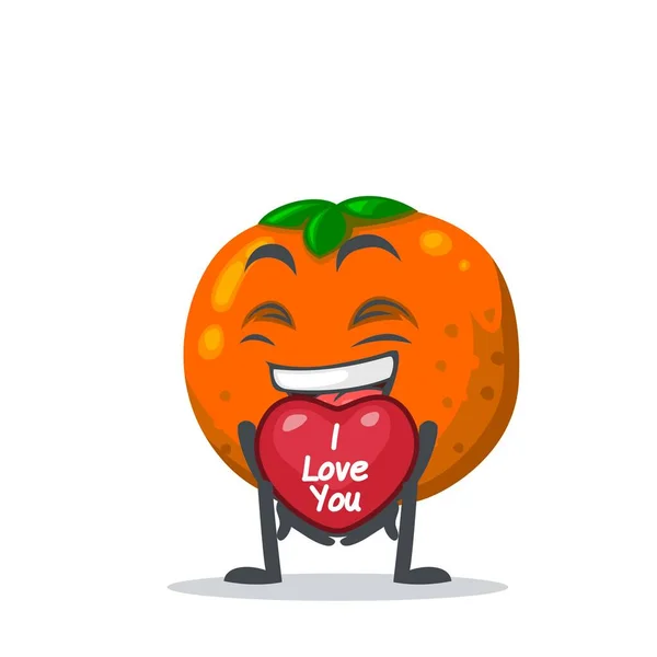 Vector Ilustración Mascota Naranja Fruta Carácter Dar Símbolo Amor Dice — Archivo Imágenes Vectoriales