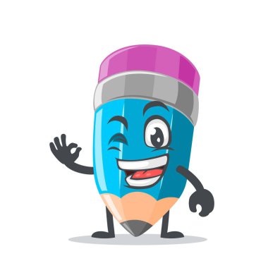 Güzel elli maskot veya kalem karakterinin vektör çizimi