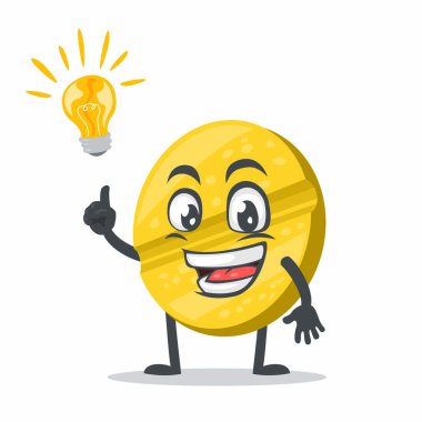 Karakter veya hap maskotunun vektör illüstrasyonu fikri