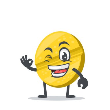 İyi elli karakter veya hap maskotunun vektör çizimi