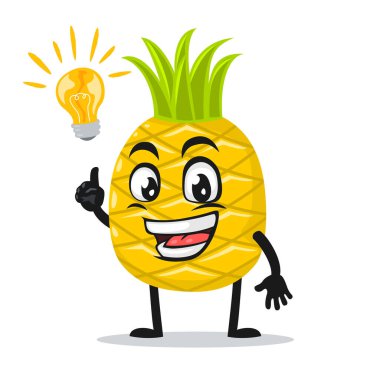 Ananas maskotu veya karakterinin vektör illüstrasyonu fikri var.