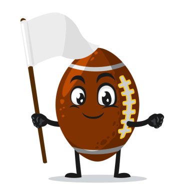 Rugby maskotunun vektör çizimi ya da boş beyaz pankart taşıyan karakter