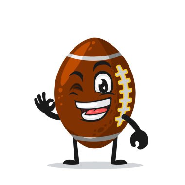 Rugby maskotunun vektör çizimi veya güzel elli bir karakter.