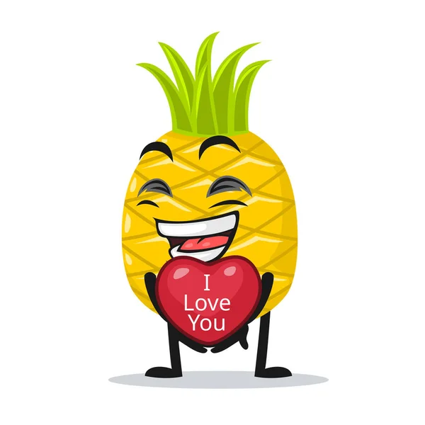 Illustrazione Vettoriale Della Mascotte Ananas Personaggio Dare Simbolo Amore Dice — Vettoriale Stock