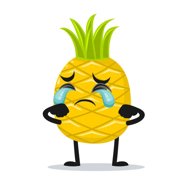 Vector Illustratie Van Ananas Mascotte Karakter Huilen — Stockvector