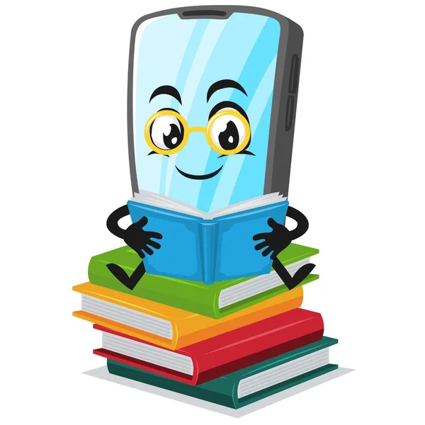 Ilustración Vectorial Del Carácter Tableta Mascota Libro Lectura — Vector de stock