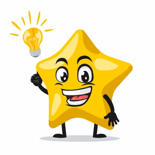 Vector Illustration Star Mascot Character Got Idea — Stock Vector