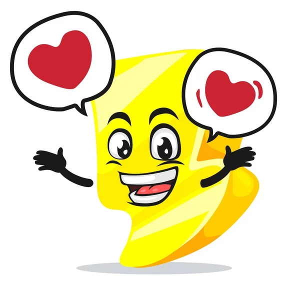 Vector Ilustración Trueno Mascota Personaje Dice Con Amor Habla Burbuja — Vector de stock