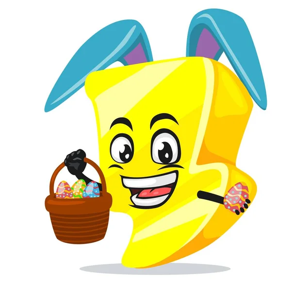 Vector Ilustración Trueno Mascota Personaje Con Sombrero Conejo — Vector de stock