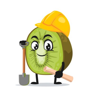 Kivi maskotu veya müteahhit kostümü giyen karakterin vektör çizimi