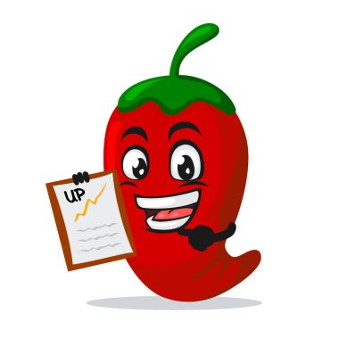 Chili maskotunun vektör çizimi veya pano ile karakter sunumu