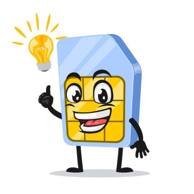 SIM kart maskotu veya karakterinin vektör illüstrasyonunun fikri