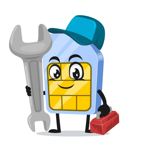 Ilustração Vetorial Mascote Cartão Sim Personagem Vestindo Traje Serviço Segurando —  Vetores de Stock