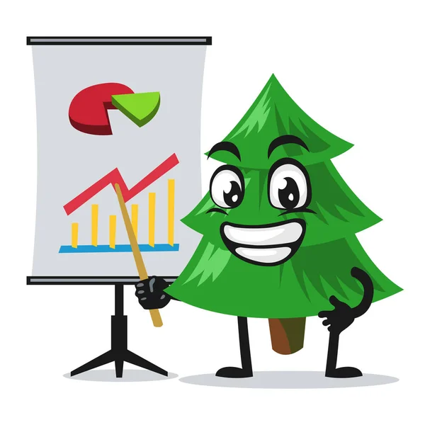 Vector Illustration Spruce Tree Mascot Character Presentation Prov — Stock Vector