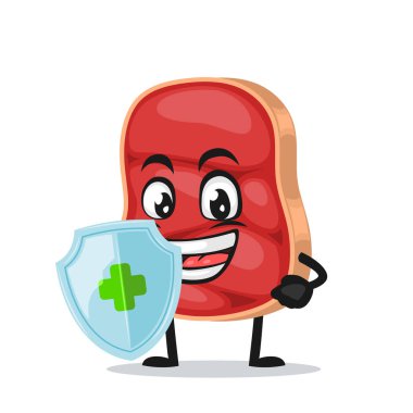 Sığır eti karakteri veya maskot koruma kalkanının vektör çizimi