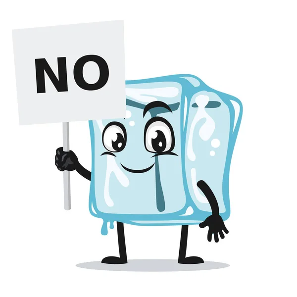 Vector Illustration Ice Cube Character Mascot Holding Sign Says — Stock Vector