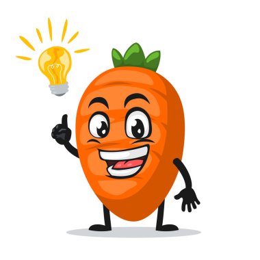 Havuç karakteri veya maskotun vektör illüstrasyonu fikri var.