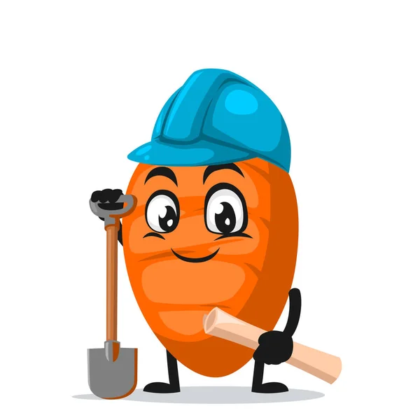 Vector Illustration Carrot Character Mascot Wearing Builder Costume — Stock Vector