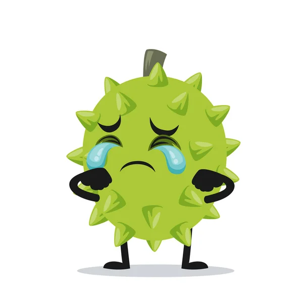 Vector Illustration Durian Mascot Character Crying — 스톡 벡터