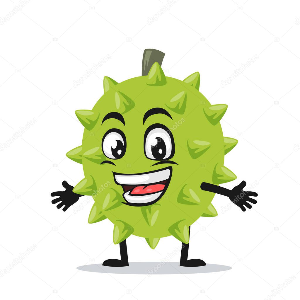 vector illustration of durian mascot or character open hand