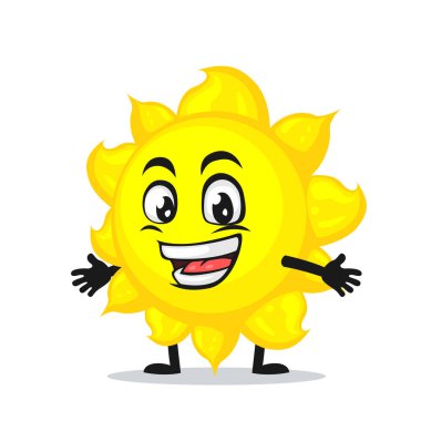 Güneş maskotu veya açık el karakteri çizimi