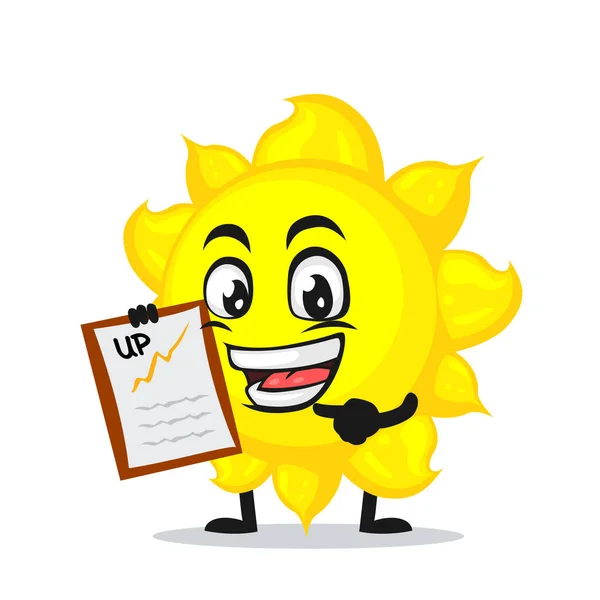 Vector Illustration Sun Mascot Character Presentation Clipboard — Stock Vector