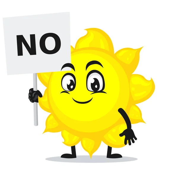 Vector Illustration Sun Mascot Character Holding Sign Says — Stock Vector