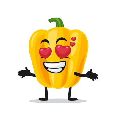 Paprika maskotunun vektör çizimi veya aşk gözlü karakter