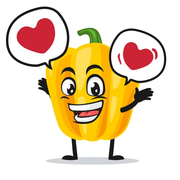 Vector Ilustración Mascota Personaje Pimentón Dice Con Amor Habla Burbuja — Vector de stock