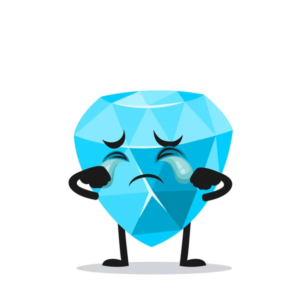 Illustration Vectorielle Mascotte Diamant Personnage Pleurant — Image vectorielle