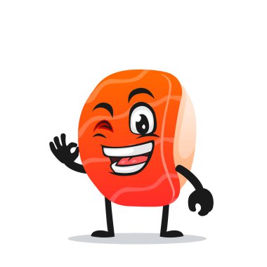 Suşi maskotunun vektör çizimi veya güzel elli karakter