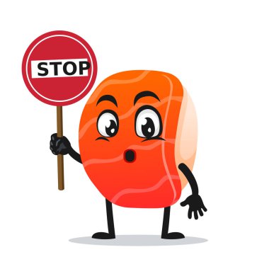 Suşi maskotunun vektör çizimi veya karakter tutucu işareti dur diyor