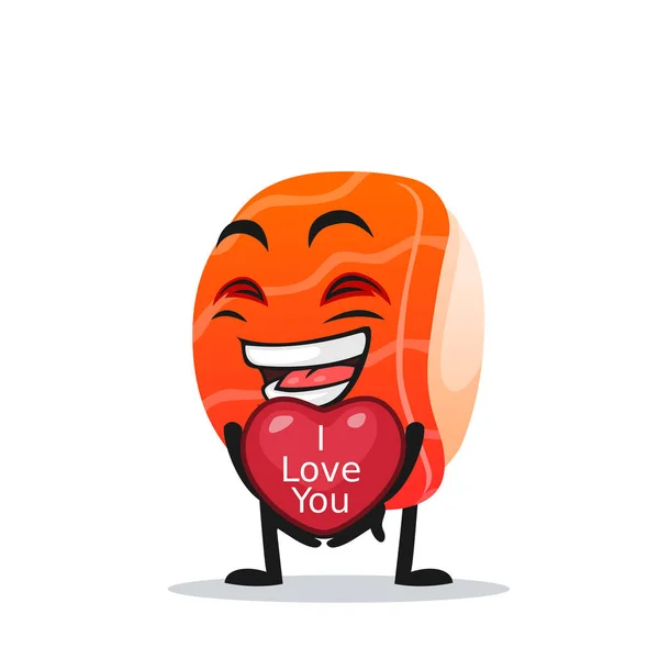 Illustrazione Vettoriale Sushi Mascotte Carattere Dare Simbolo Amore Dice Che — Vettoriale Stock