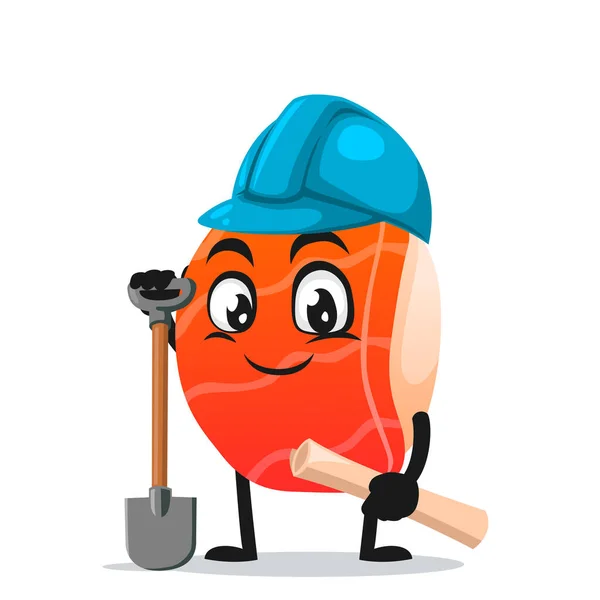 Vector Illustration Sushi Mascot Character Wearing Builder Costume — Stock Vector