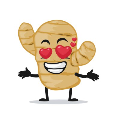 Kızıl maskotun vektör çizimi veya aşk gözlü karakter