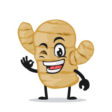 Zencefilli maskotun vektör çizimi veya güzel elli karakter