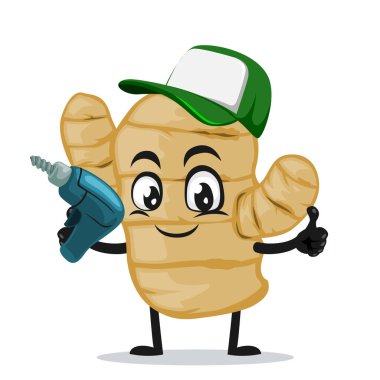 Zencefilli maskotun vektör çizimi veya el matkabı