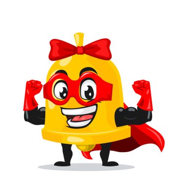 Çan maskotu veya süper kahraman kostümü giyen karakterin vektör çizimi