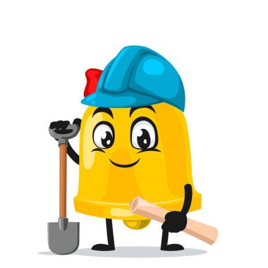 Çan maskotu veya müteahhit kostümü giyen karakter çizimi