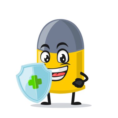 Korunmak için kurşun maskotu veya kalkanın vektör çizimi