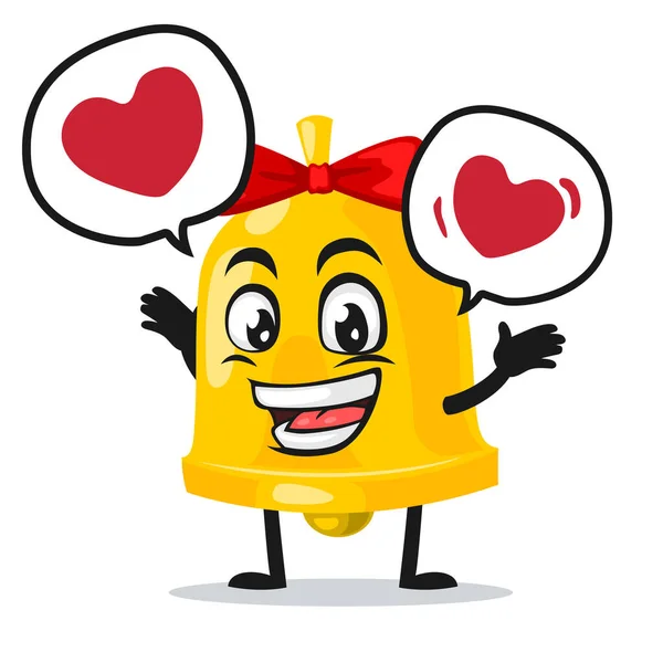 Vector Illustration Bell Mascot Character Says Love Bubble Speech — Stock Vector