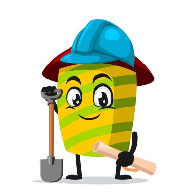 Havai fişek maskotu veya müteahhit kostümü giyen karakterin vektör çizimi