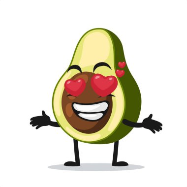 Avokado maskotunun vektör çizimi veya ağlayan karakter